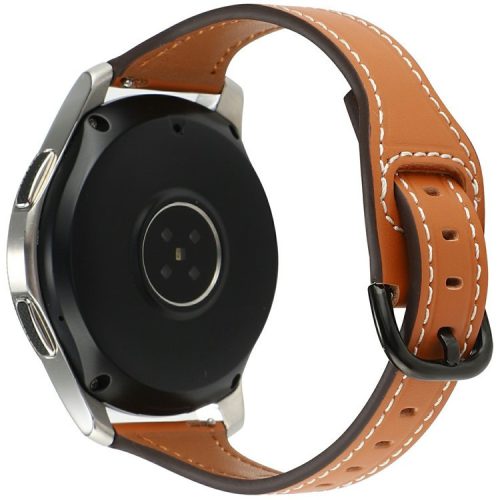 For Samsung Galaxy Watch7 44mm 40mm / Watch FE 40mm / Huawei Watch GT 3 42mm Genuine Cow Leather 20mm Watch Strap - Brown+Black Buckle