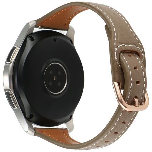 For Samsung Galaxy Watch7 44mm 40mm / Watch FE 40mm / Huawei Watch GT 3 42mm Genuine Cow Leather 20mm Watch Strap - Coffee+Rose Gold Buckle