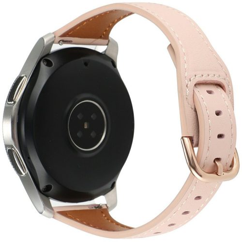 For Samsung Galaxy Watch7 44mm 40mm / Watch FE 40mm / Huawei Watch GT 3 42mm Genuine Cow Leather 20mm Watch Strap - Pink+Rose Gold Buckle