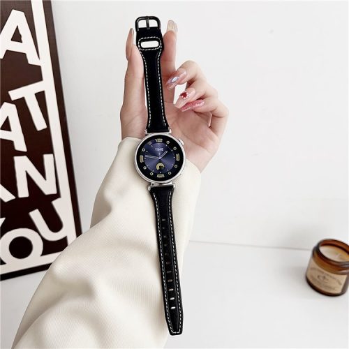 For Samsung Gear S3 Classic / Huawei Watch 4 / Watch 4 Pro 22mm Wrist Watch Band - Black+Black Buckle