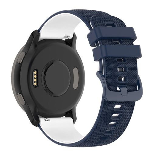 For Suunto 5 Peak / Samsung Galaxy Watch3 45mm / Huawei Watch 3 Dual-color Silicone Watch Band Quick Release 22mm Grid Texture Sport Replacement Strap - Navy Blue  /  White