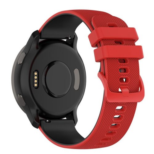 For Suunto 5 Peak / Samsung Galaxy Watch3 45mm / Huawei Watch 3 Dual-color Silicone Watch Band Quick Release 22mm Grid Texture Sport Replacement Strap - Red  /  Black