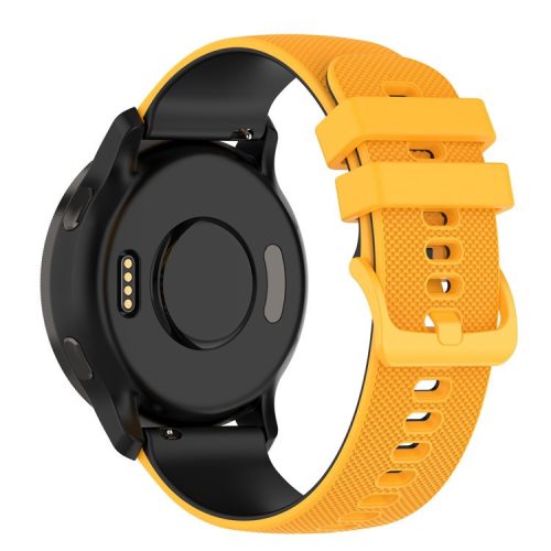 For Suunto 5 Peak / Samsung Galaxy Watch3 45mm / Huawei Watch 3 Dual-color Silicone Watch Band Quick Release 22mm Grid Texture Sport Replacement Strap - Yellow  /  Black