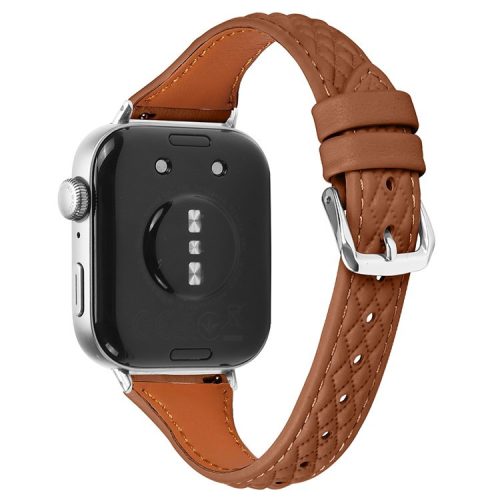 Genuine Cow Leather Band for Huawei Watch Fit 3 Rhombus Imprinted Watch Strap - Brown