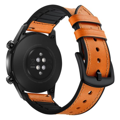 Genuine Leather Coated Silicone Smart Watch Strap [22mm width] for Huawei Watch GT2 46mm - Light Brown