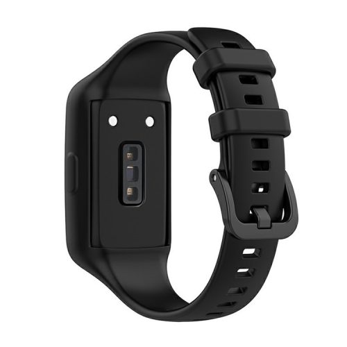 Integrated Soft Silicone Watchband Bracelet Wrist Strap Replacement for Huawei Band 6/Band 7/Honor Band 6 - Black