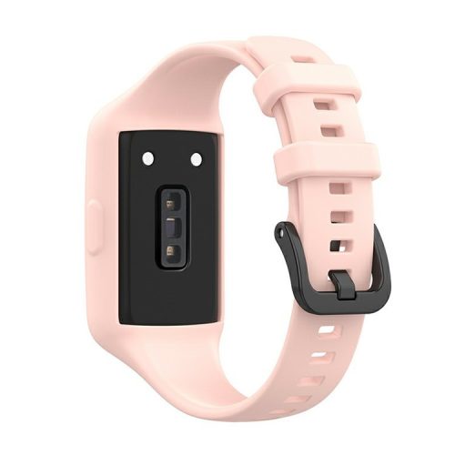 Integrated Soft Silicone Watchband Bracelet Wrist Strap Replacement for Huawei Band 6/Band 7/Honor Band 6 - Light Pink