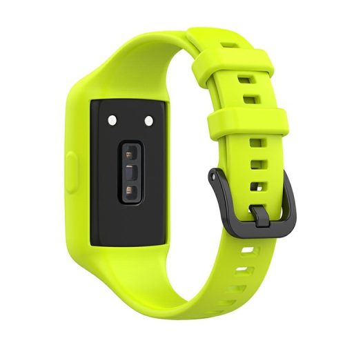 Integrated Soft Silicone Watchband Bracelet Wrist Strap Replacement for Huawei Band 6/Band 7/Honor Band 6 - Lime