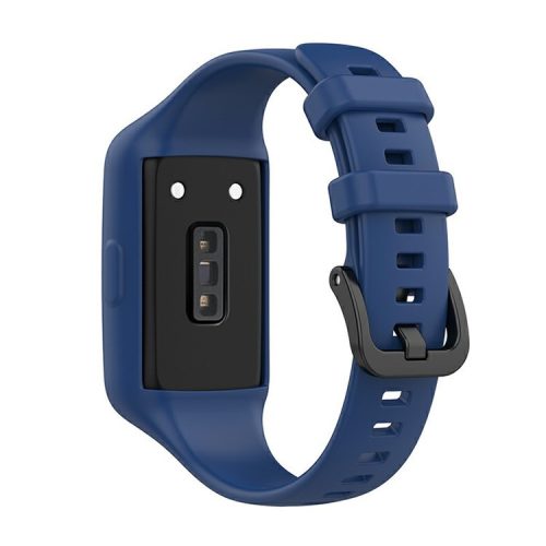 Integrated Soft Silicone Watchband Bracelet Wrist Strap Replacement for Huawei Band 6/Band 7/Honor Band 6 - Navy Blue