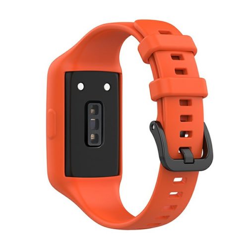 Integrated Soft Silicone Watchband Bracelet Wrist Strap Replacement for Huawei Band 6/Band 7/Honor Band 6 - Orange