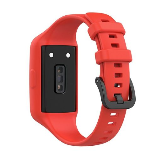 Integrated Soft Silicone Watchband Bracelet Wrist Strap Replacement for Huawei Band 6/Band 7/Honor Band 6 - Red