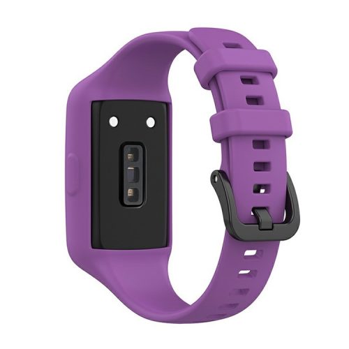 Integrated Soft Silicone Watchband Bracelet Wrist Strap Replacement for Huawei Band 6/Band 7Honor Band 6 - Dark Purple