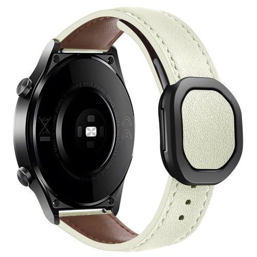 KALEBOL For Huawei Watch 4 / 4 Pro / GT 4 46mm Watch Strap 22mm Nautilus Magnetic Buckle Genuine Cow Leather Band - Beige