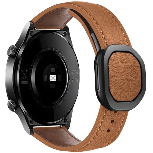 KALEBOL For Huawei Watch 4 / 4 Pro / GT 4 46mm Watch Strap 22mm Nautilus Magnetic Buckle Genuine Cow Leather Band - Brown