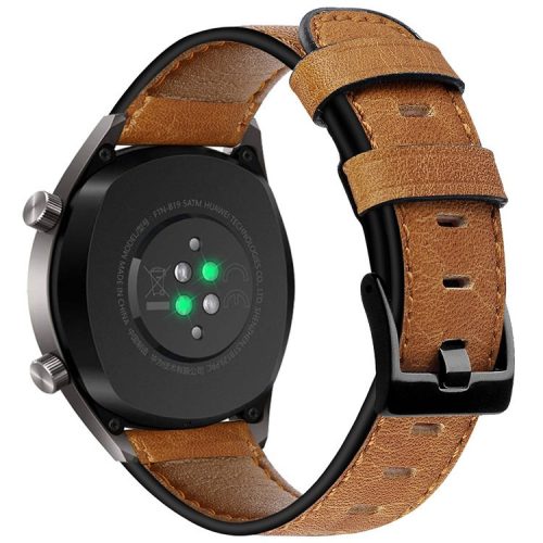 KALEBOL For Huawei Watch 4 Pro / Watch 4 / Watch GT 4 46mm Crackle Genuine Cow Leather Wrist Strap 22mm - Brown