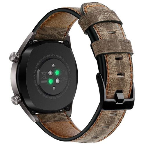 KALEBOL For Huawei Watch 4 Pro / Watch 4 / Watch GT 4 46mm Crackle Genuine Cow Leather Wrist Strap 22mm - Coffee