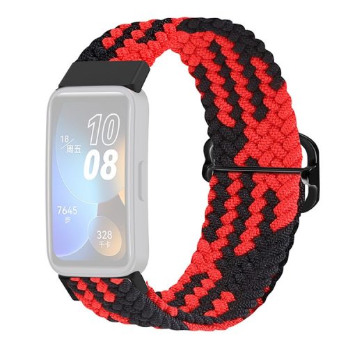 KALEBOL KLB-BZNL-001 For Huawei Band 8 / Band 8 NFC / Band 9 / Band 9 NFC Strap Adjustable Braided Nylon Watch Band - Red+Black