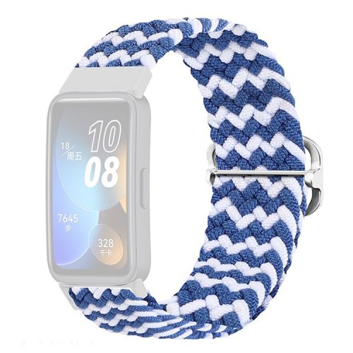 KALEBOL KLB-BZNL-001 For Huawei Band 8 / Band 8 NFC / Band 9 / Band 9 NFC Strap Adjustable Braided Nylon Watch Band - Wave / Blue+White