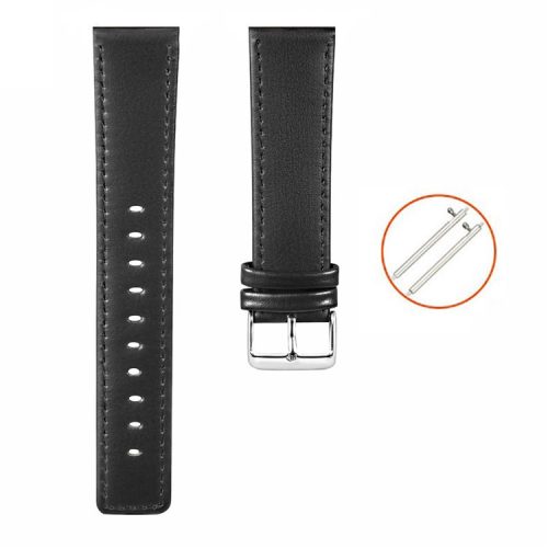 KALEBOL KLB-FMWZP-001 For Samsung Galaxy Watch3 45mm / Huawei Watch 4 Pro Leather Watch Strap Genuine Cow Leather Watch Band - Black