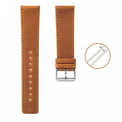 KALEBOL KLB-FMWZP-001 For Samsung Galaxy Watch3 45mm / Huawei Watch 4 Pro Leather Watch Strap Genuine Cow Leather Watch Band - Brown