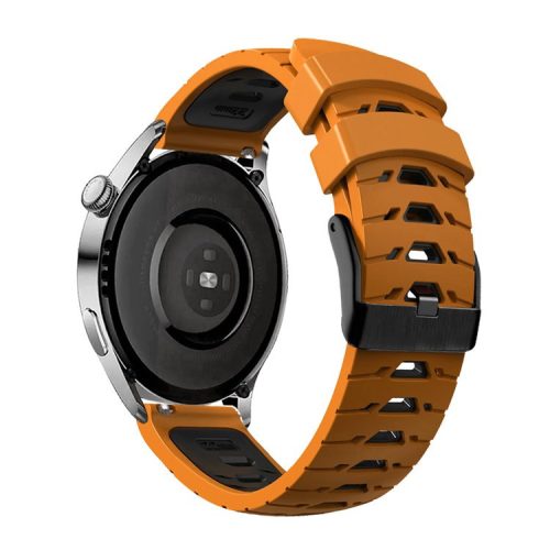 KALEBOL KLB-SSTXGJ-001 For Samsung Galaxy Watch3 45mm / Huawei Watch Ultimate Trapezoidal Silicone 22mm Watch Band - Orange+Black