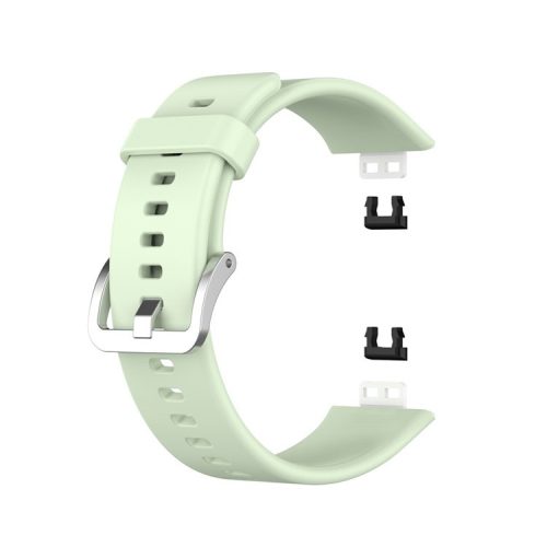 Metal Buckle Soft Silicone Watch Band Strap Replacement for Huawei Watch Fit 2020 - Light Green