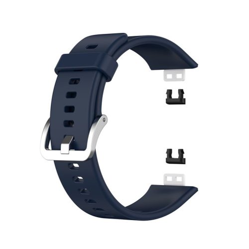 Metal Buckle Soft Silicone Watch Band Strap Replacement for Huawei Watch Fit 2020 - Midnight Blue