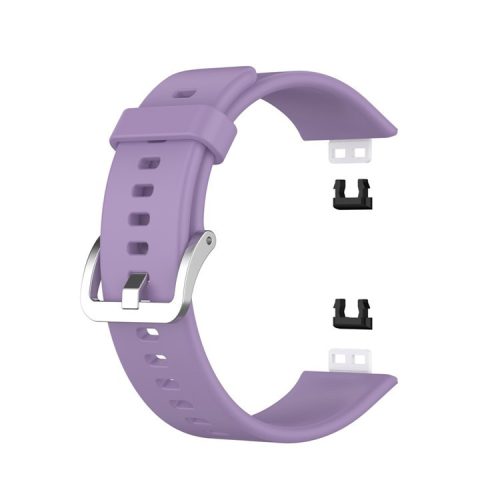 Metal Buckle Soft Silicone Watch Band Strap Replacement for Huawei Watch Fit 2020 - Purple