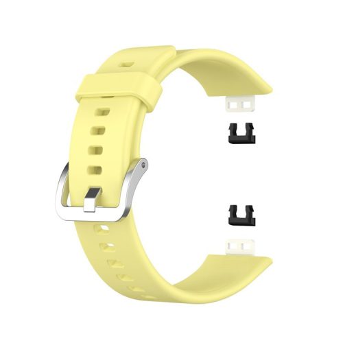 Metal Buckle Soft Silicone Watch Band Strap Replacement for Huawei Watch Fit 2020 - Yellow