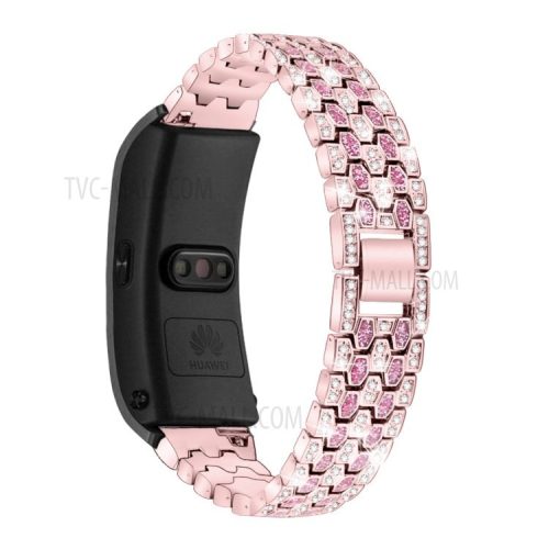 Metal Smart Watch Band for Huawei TalkBand B5 Rhinestone Decor - Pink/Rose