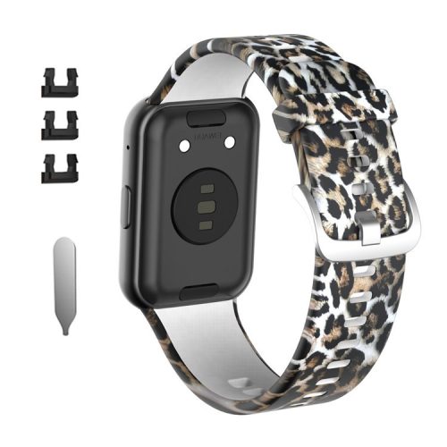 Pattern Printing Silicone Watch Band Strap Replacement for Huawei Watch Fit - Leopard Pattern