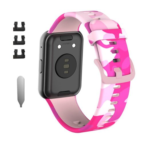 Pattern Printing Silicone Watch Band Strap Replacement for Huawei Watch Fit - Pink/Camouflage