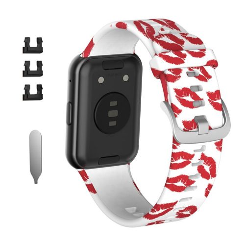 Pattern Printing Silicone Watch Band Strap Replacement for Huawei Watch Fit - Red Lip