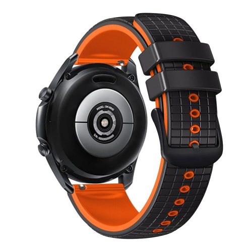 Quick Release Watch Band For Huawei Watch Buds / GT3 SE / GT3 Pro , Grids Texture 22mm Dual-color Silicone Straps - Black / Orange