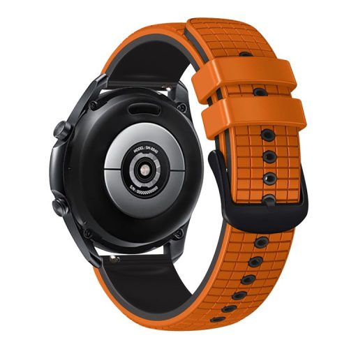 Quick Release Watch Band For Huawei Watch Buds / GT3 SE / GT3 Pro , Grids Texture 22mm Dual-color Silicone Straps - Orange / Black