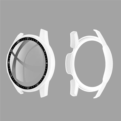 Rubberized PC Frame + Tempered Glass Screen Case with Scale for Huawei Watch GT 2 46mm - White