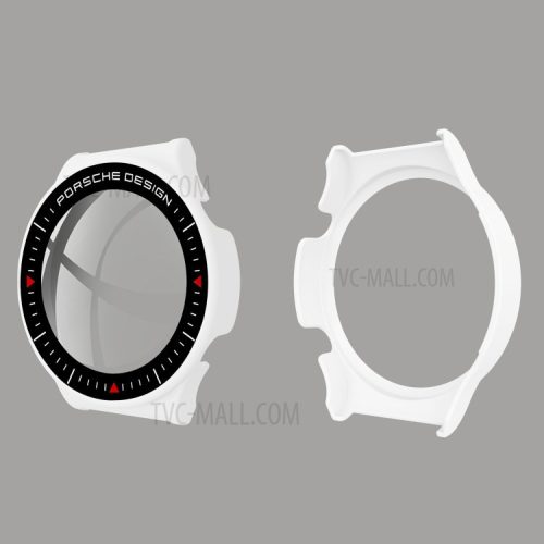 Rubberized PC Frame Intergrated Tempered Glass Screen Protector Smart Watch Cover for Huawei Watch GT 2 Pro (Porsche Design) - White