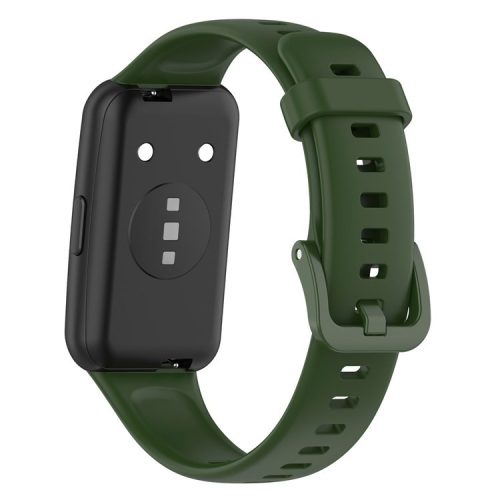 Silicone Smart Watch Band for Huawei Band 7, Solid Color Adjustable Wrist Strap Replacement - Army Green