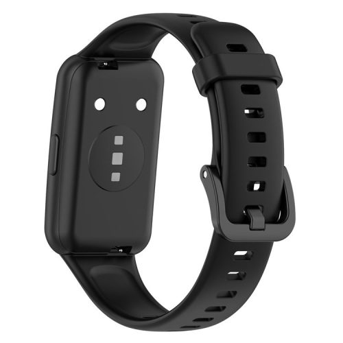 Silicone Smart Watch Band for Huawei Band 7, Solid Color Adjustable Wrist Strap Replacement - Black