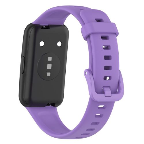 Silicone Smart Watch Band for Huawei Band 7, Solid Color Adjustable Wrist Strap Replacement - Lilac Purple