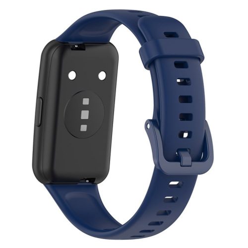 Silicone Smart Watch Band for Huawei Band 7, Solid Color Adjustable Wrist Strap Replacement - Navy Blue