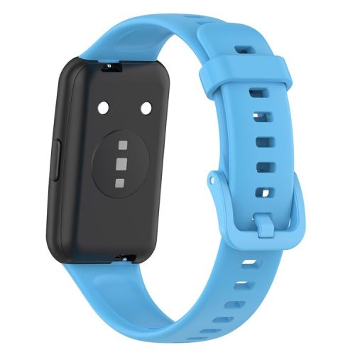 Silicone Smart Watch Band for Huawei Band 7, Solid Color Adjustable Wrist Strap Replacement - Sky Blue