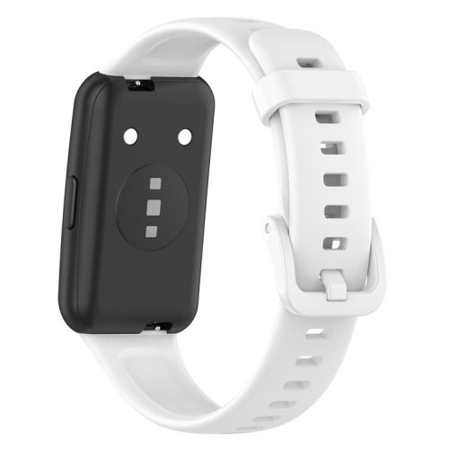 Silicone Smart Watch Band for Huawei Band 7, Solid Color Adjustable Wrist Strap Replacement - White