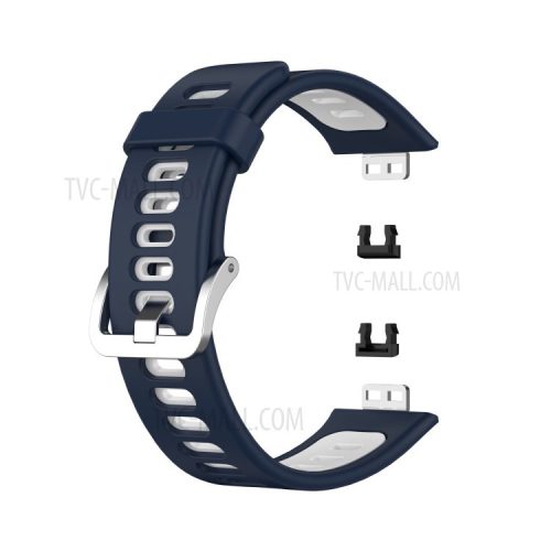 Soft Silicone Dual Color Watch Strap for Huawei Watch Fit - Midnight Blue/White