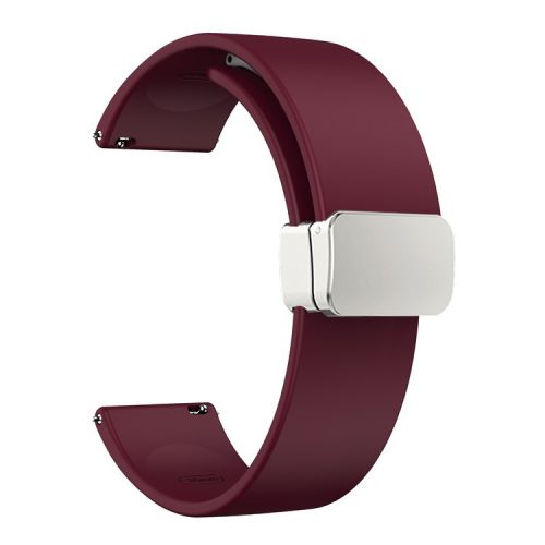 Sport Bands for Huawei Watch 4 / Watch 4 Pro / Watch 3 / Watch 3 Pro , Silicone 22mm Watch Strap with Silver Magnetic Folding Buckle - Wine Red