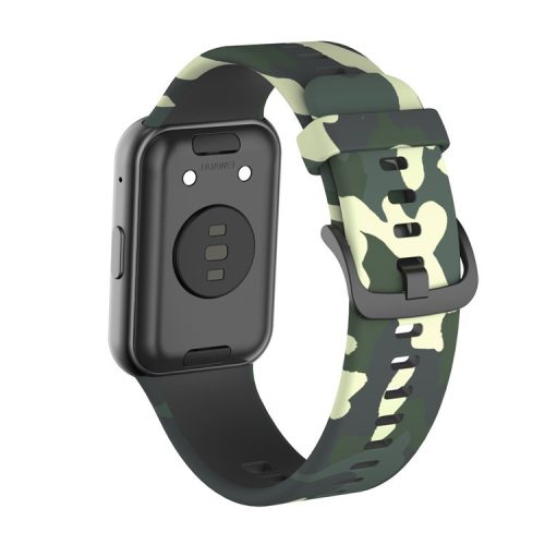 Stylish Camouflage Pattern Flexible Silicone Watch Strap for Huawei Watch Fit - Green