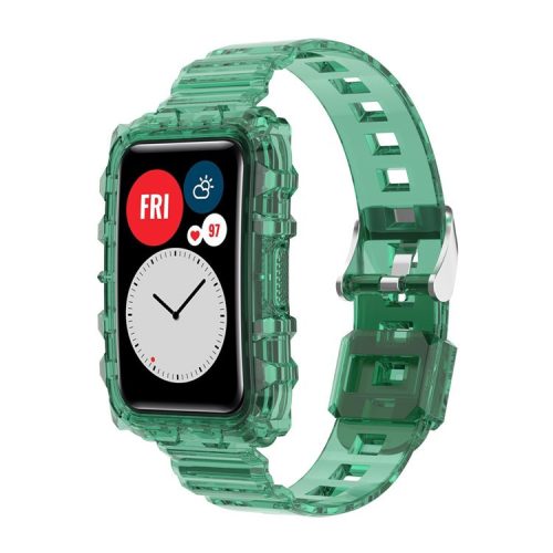 Transparent TPU Integrated Smart Watch Band Wrist Strap Frame for Huawei Watch Fit / Fit 2 / Fit New, One Size - Green