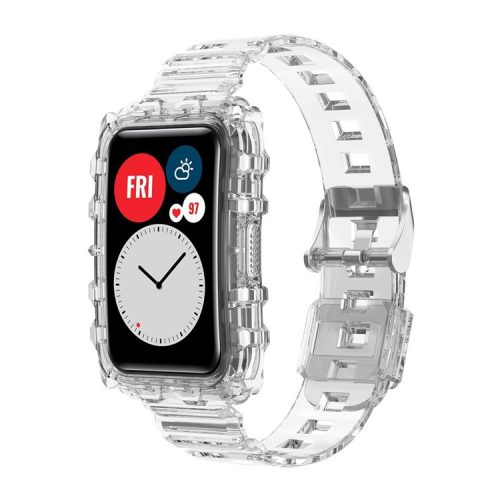 Transparent TPU Integrated Smart Watch Band Wrist Strap Frame for Huawei Watch Fit / Fit 2 / Fit New, One Size - Transparent