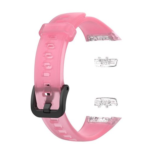 Transparent Waterproof TPU Replacement Strap Watch Bands for Huawei Band 6 / Honor Band 6 - Transparent Pink