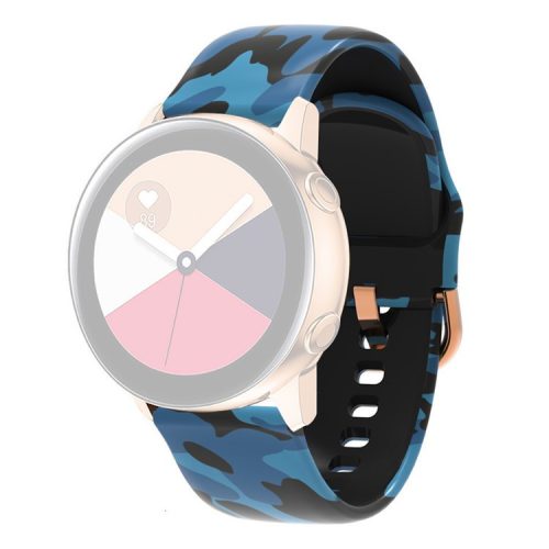 Universal 22mm Patterned Silicone Watch Band Strap for Huawei Watch 3 / 3 Pro / Samsung Amazfit Watch Etc - Blue Camouflage